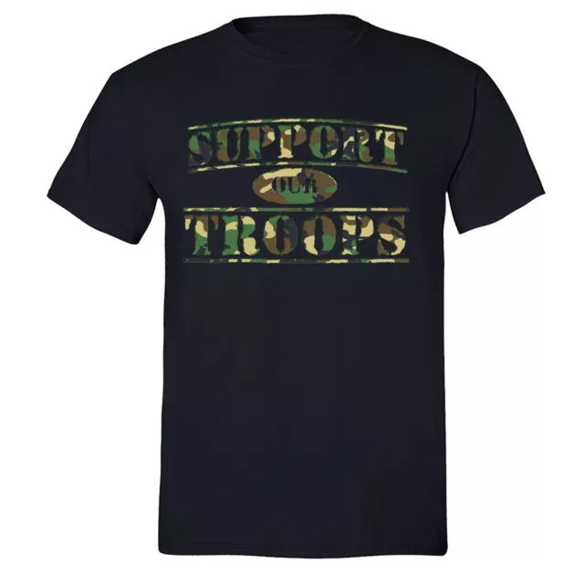 Support our Troops T-shirt American Military shirt USA Army Camo tshirt Black