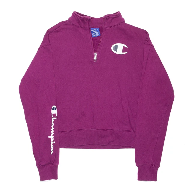 CHAMPION Felpa donna tagliata viola 1/4 cerniera S