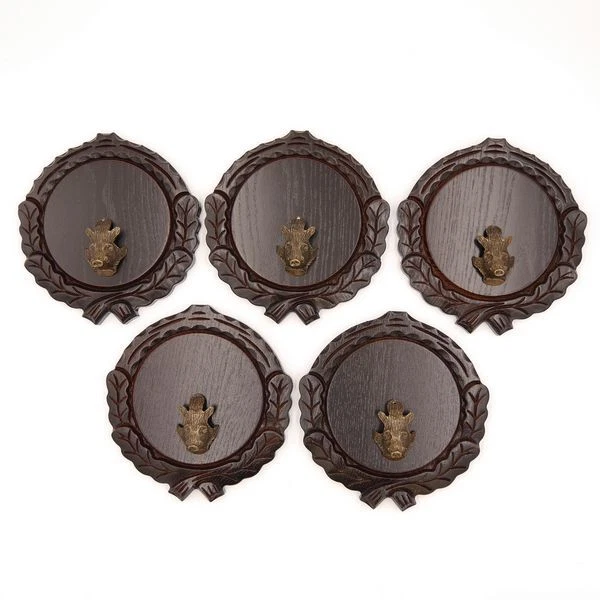 5 Stk Keilerschilder Tallado Oscuro AF14cm Con 5x Jabalí Cabeza Pequeño Portada