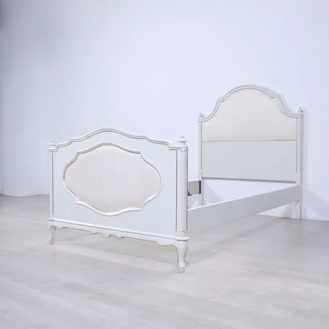 Struttura letto singolo stile veneziano bianco Testata pediera con imbottitura