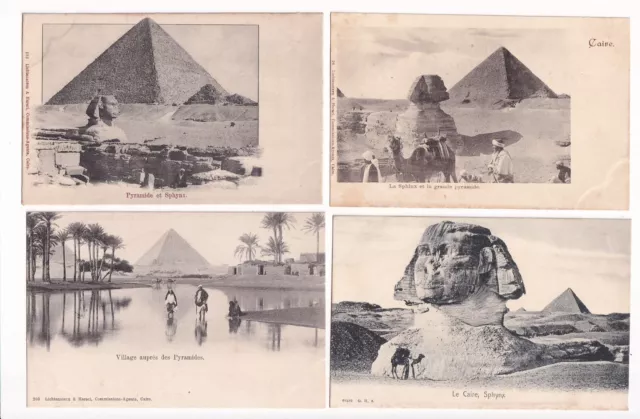 EGYPT 4 x Early PCs Undivided Back Cairo Pyramids Sphinx Camels unposted