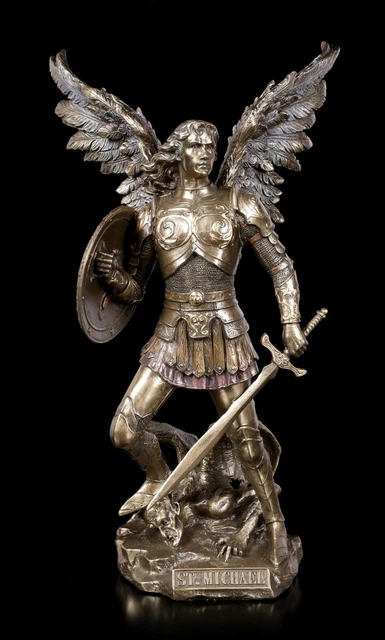 Statue Archange Michel Combattant Satan, Sculpture Antique Résine 27cm