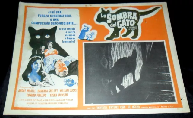 1961 The Shadow of the Cat ORIGINAL MEXICO LOBBY CARD Barbara Shelley HAMMER