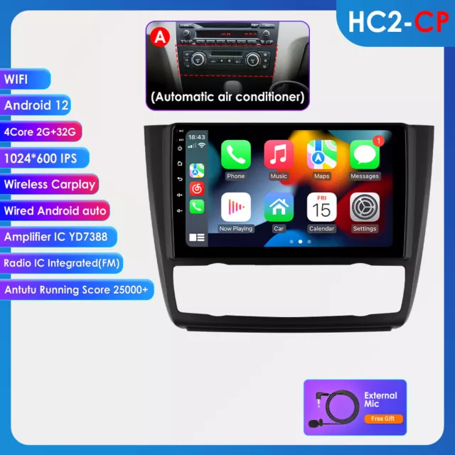 Android12 CarPlay 9"Autoradio GPS WiFi DAB+ Für BMW E81 E82 E87 E88 2004-2011