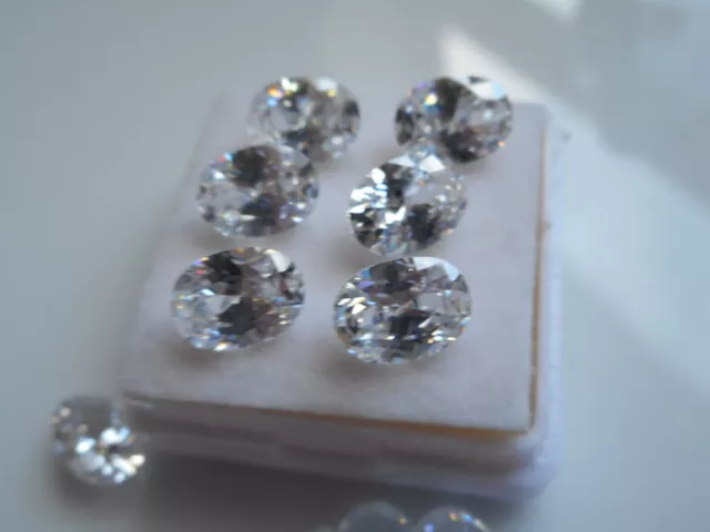 8x6mm oval cubic zirconia gemstones, white/clear loose gemstones 2 for £1.20