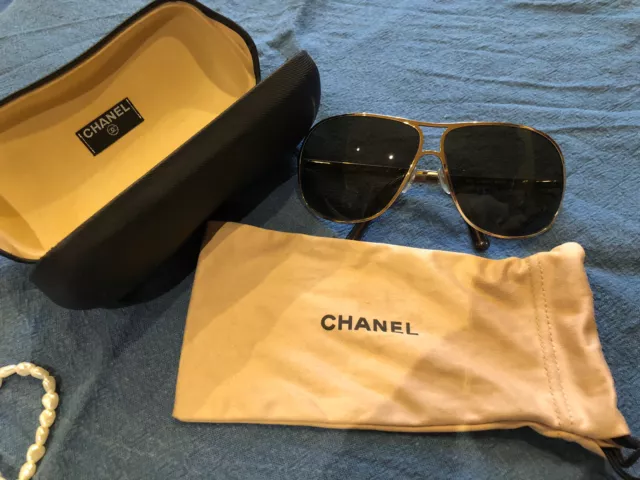 chanel aviator sunglasses gold