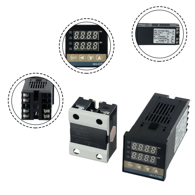 DIGITAL PID TEMPERATURE Controller Kit with REX C100 Controller and SSR ...