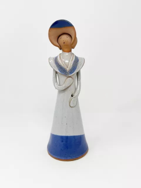 Poterie du Quebec Pottery Maiden Bud Vase Figure With Bonnet 10" Tall Vintage