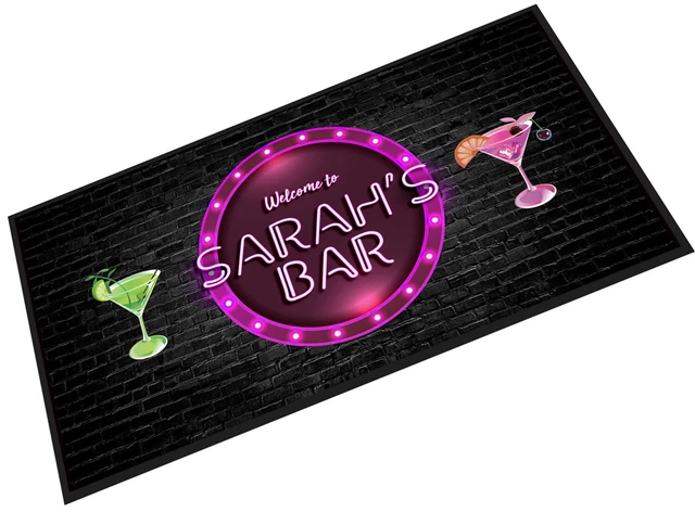 Personalizzato Barrette Runner Tappetino - Rosa Neon Cerchio Cocktail,BAR A Casa