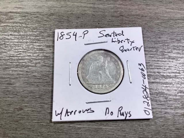 1854 P Seated Liberty Silver Quarter-w/Arrows No Rays-012824-0063