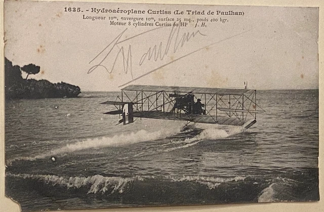 Autograph on CPA - AVIATION - Louis PAULHAN (1883-1963)