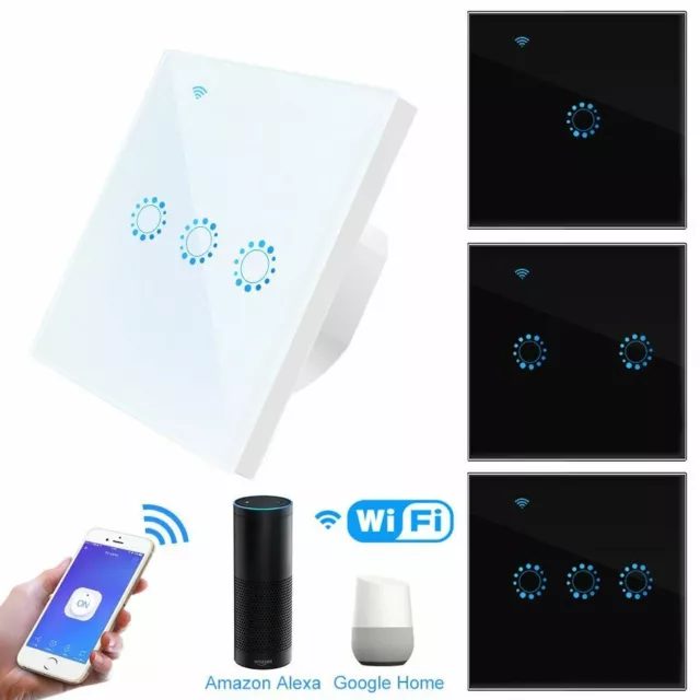 Wifi Smart Interruttore Luce Vetro Pannello Muro Tocco con Alexa Google Casa App