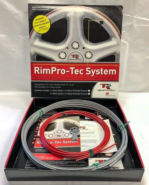 PROTEZIONE CERCHIO RUOTA (RIM-PRO TEC) 4x Argento Esterno con 4x Rosso Interno 14"-22"