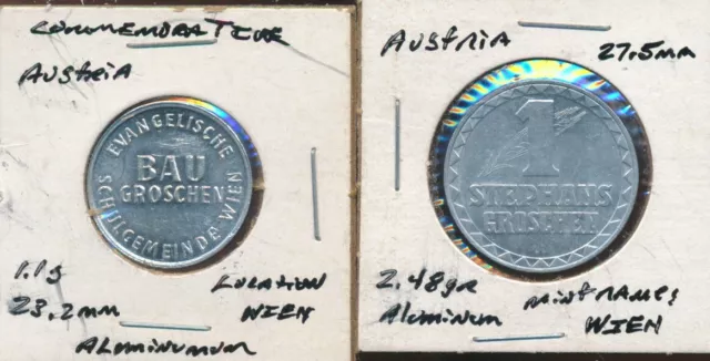 Austria  -  Pair Of Tokens - Groschens . - #3143