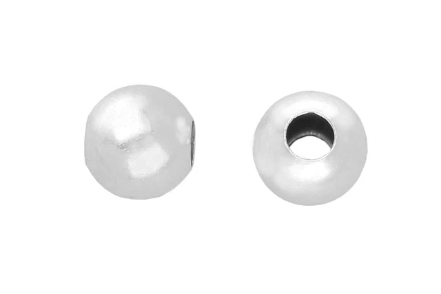2mm bola de aplastamiento con agujero de 0,9mm plata 925 VPE 100 piezas