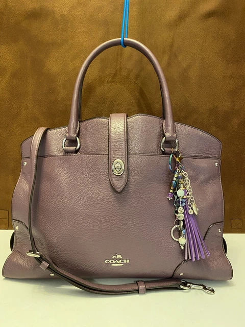 COACH MERCER GRAIN LEATHER LARGE SATCHEL/SHOULDER BAG #37167 in EGGPLANT PURPLE
