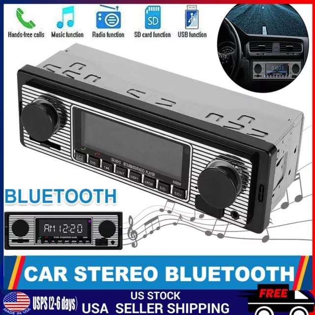 Bluetooth Car Audio Radio Stereo Vintage Head Unit Player MP3/USB/SD/AUX-IN/FM