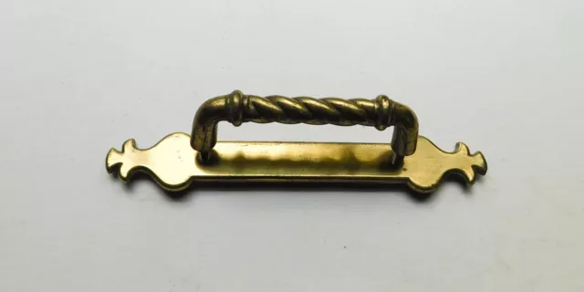 H10 Vintage KBC Keeler Brass Colonial Backplate Rope Handle Cabinet Drawer Pull