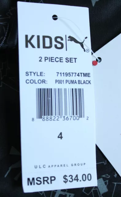 PUMA Little Boys Size 4 2-Piece Tank Top & Shorts Set Black Print/Gray Summer 3