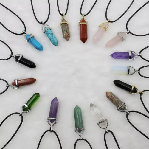 Natural Quartz Crystal Stone Point Chakra Healing Gemstone Pendant Necklace aa