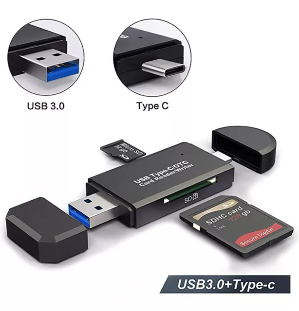 Lettore di Memory Card Tipo C + USB 3.0 SD/Micro SD / Tf OTG Adattatore USB C