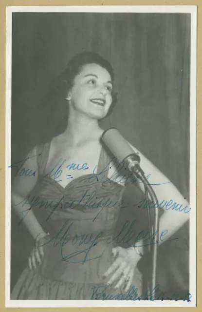 Mony Marc - Chanteuse belge - Eurovision - Rare photo dédicacée - Bruxelles 1956