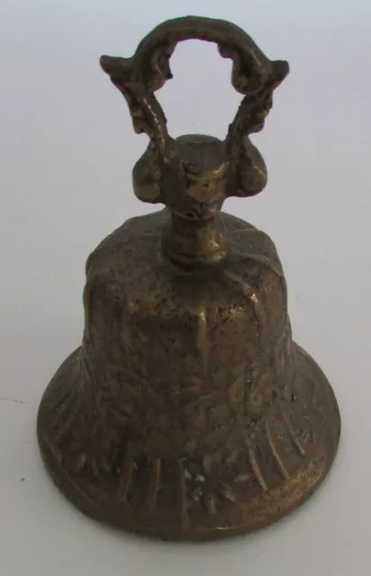Beautiful Vintage Mid Century Solid Brass Ornate Decorative Heavy Dinner Bell