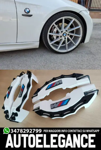 BMW 4x COVER COPRI PINZE FRENI BIANCO ANTERIORI & POSTERIORI LOOK M 3D ABS -
