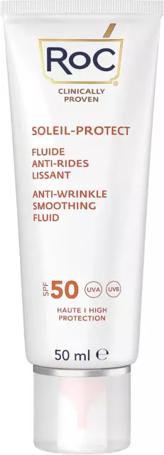 Roc - Soleil-Protect Anti-Rides Fluide Lissant SPF 50 - Hydratant Pour Le Visage