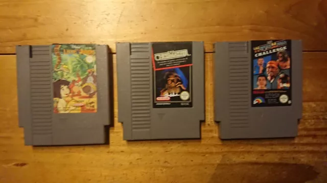 Livre de la Jungle + Chessmaster + Wrestlemania Challenge : lot de 3 jeux NES