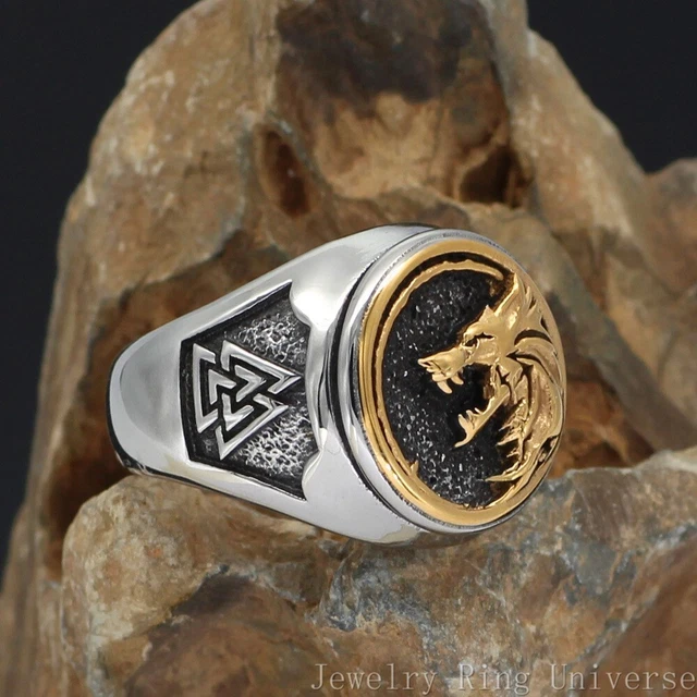 Men's Nordic Viking Gold Wolf Pendant Stainless Steel Necklace Gift 9-13