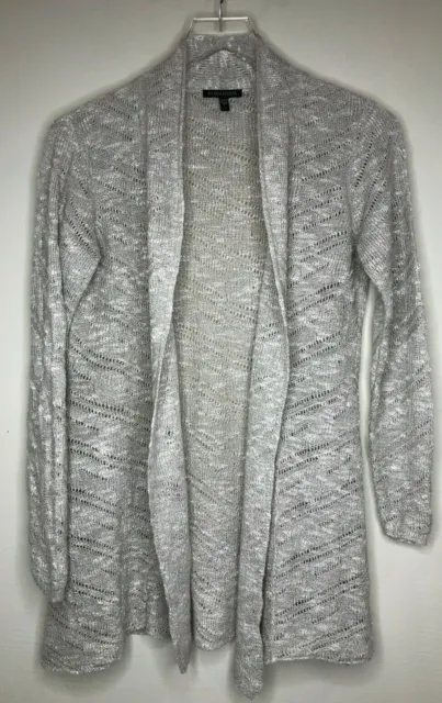 Eileen Fisher Size Small Linen Blend Long Open Front Tunic Cardigan Beige