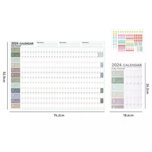 2024 calendario da parete 12 mesi pianificazione annuale annuale carta spessa 29x20 pollici✔ 2