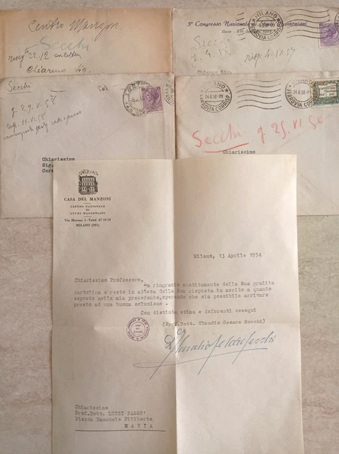 AUTOGRAFO SCRITTORE CLAUDIO Cesare Secchi Alessandro Manzoni Congresso