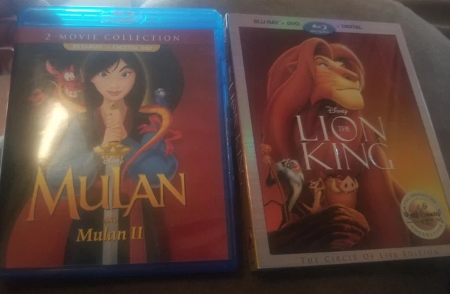 Mulan 1 and 2 Blue Ray + The Lion King Circle of Life Edition Blue Ray--LIKE NEW