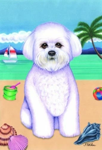 Beach Garden Flag - Bichon Frise 690371