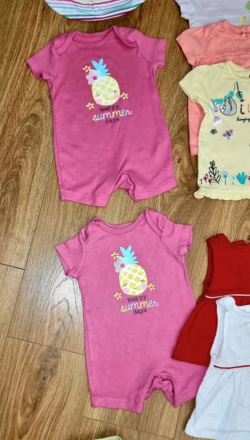 #37 Huge Bundle Of Baby Girls Summer Clothes Age 3-6 Months Outfits Rompers Hats 15