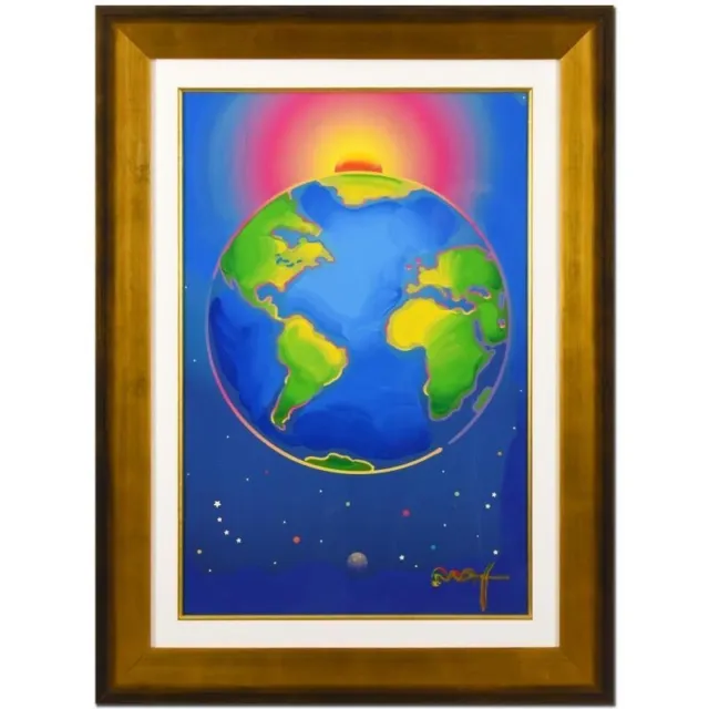 PETER MAX "The State of the World" Unique Original Painting Hand signed framed
