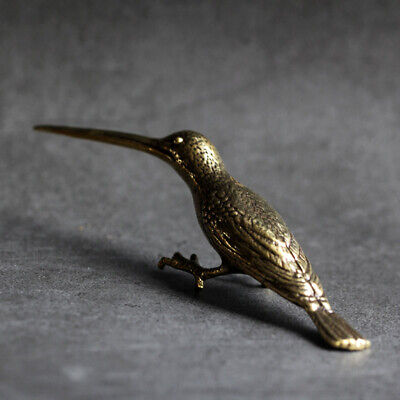 Hot Solid Brass Birds Figurines Antique Statue Hummingbird Tea Knife Home Decor