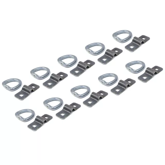 10-Pack 3/8" Steel D Ring Rope Tie Downs  Trailer Flatbed Truck Anchor Cargo