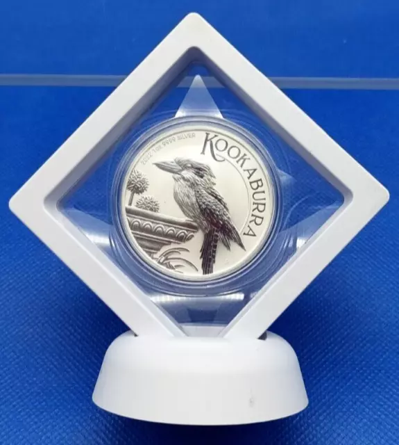 2022 1 oz Perth Mint Kookaburra .9999 Fine Silver Coin In White Display Frame