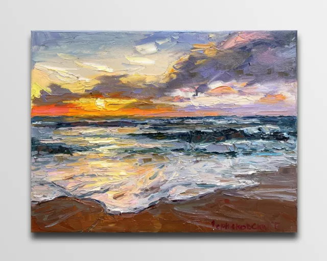 Seascape painting Original art Impressionism Oil on canvas by E Chernyakovsky