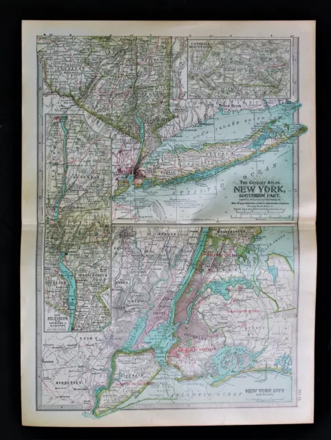 Century Atlas Map Page Plate No.11 New York State Southern Part 1911 Vintage Nyc