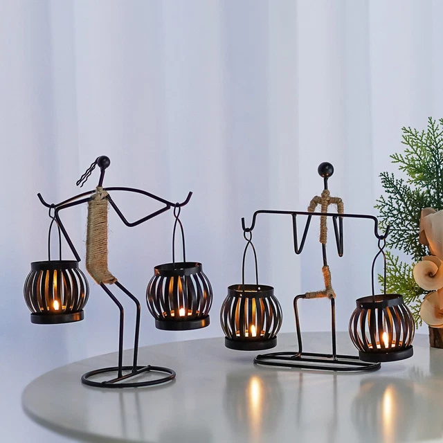 European Personality retro Creative Candlestick Modern Wrought Iron Man Craft