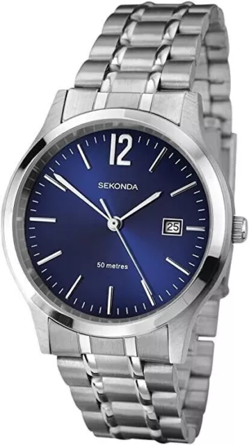 Sekonda Gents Watch with Blue Dial & Stainless Steel Bracelet 3728