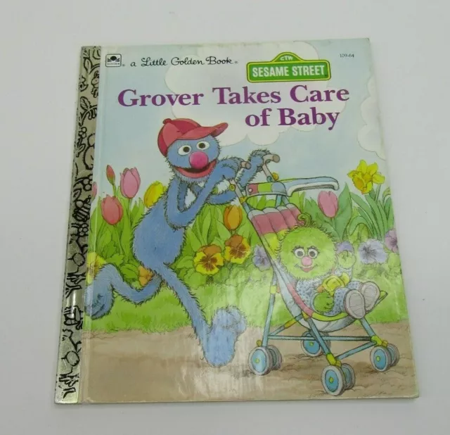 VTG 1987 A Little Golden Book Sesame Street Grover Takes Care of Baby #109-64