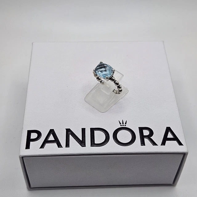 GENUINE PANDORA COOL Breeze Large Blue Topaz Ring ALE 925 Size 50