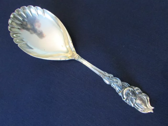 SHELL SERVING SPOON! Vintage FESSENDEN STERLING 925 silver: TULIP pattern LOVELY