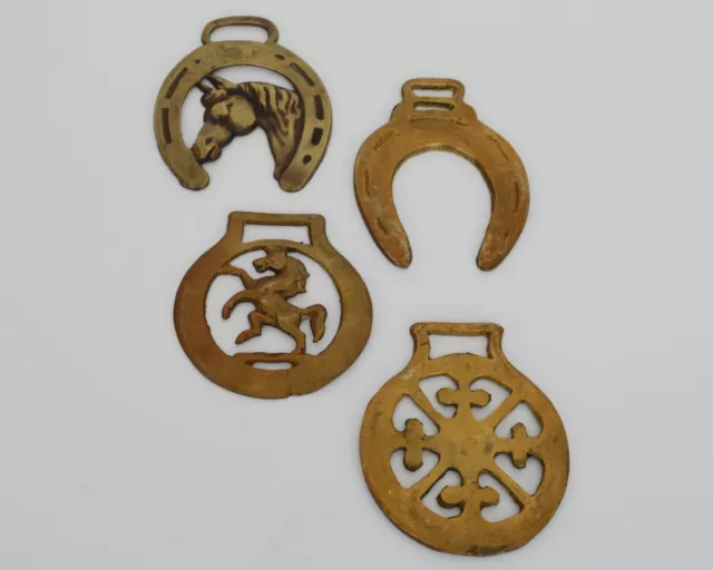Vintage Set of 4 Brass Horse/Equestrian Harness Ornaments