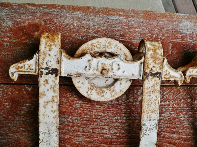 Pair Extremely RARE Cockshutt J.G.C. Horseshoe Barn Door Hangers Rollers Hardwar 4